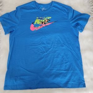 2/$40 Nike The Nike Tee Bright Blue Neon Pink Highlighter XL Like New